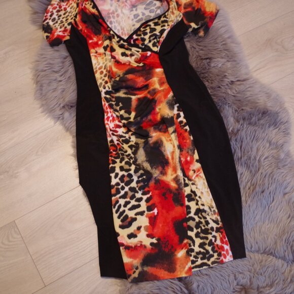 Vintage Animal Print Dress By Modes Crystal Fashions - Picture 4 of 7